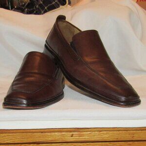 Cole Haan Brown Leather Slip On Loafers Shoes Size 10.5 Apron Toe C08304 EUC